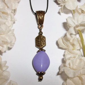 Purple Bronze Boho Necklace Handmade Beaded Jewelry Fashion Accessory NWT 5166
